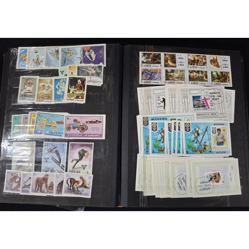 365 - Black stock book containing a large quantity of various female nude stamps, Ajman stamps and many mi... 