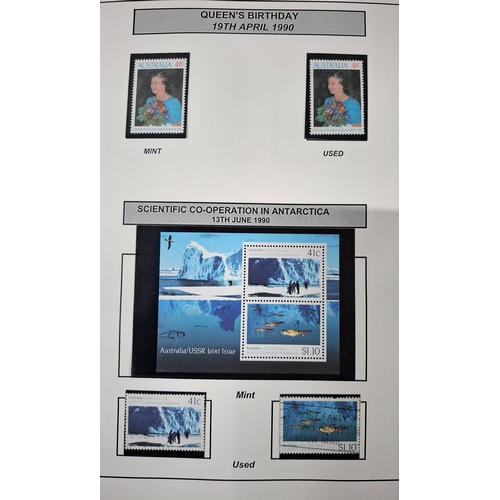 370 - Blue Stanley Gibbons album containing Australia 1991-1998 complete sets, often both MU and used, pos... 