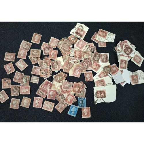 374 - Large quantity of GB QV loose used imperf 1d reds together with a few other QV 2d blues etc (Qty)