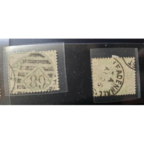 388 - Nine used GB QV stamps including a 1880 4d with fine 75 barrel canx, an 1883-84 6d used, a QV 1883 2... 