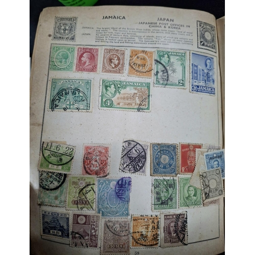 390 - Two old stamp albums to include world stamps, mainly used examples, 7 early 2000s stamp packs etc (Q... 