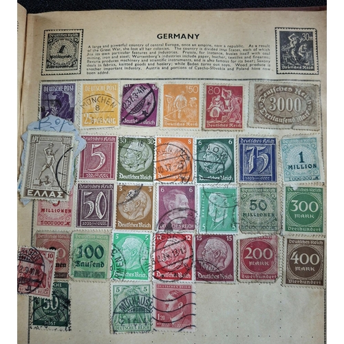 390 - Two old stamp albums to include world stamps, mainly used examples, 7 early 2000s stamp packs etc (Q... 