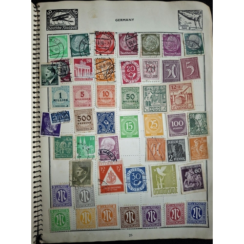 390 - Two old stamp albums to include world stamps, mainly used examples, 7 early 2000s stamp packs etc (Q... 