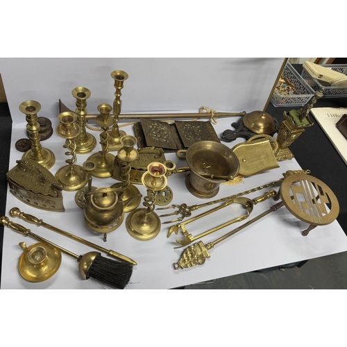 344 - Collection of Brassware including candle sticks etc