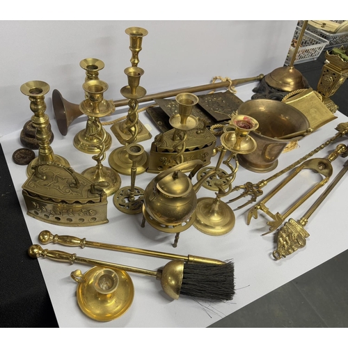 344 - Collection of Brassware including candle sticks etc