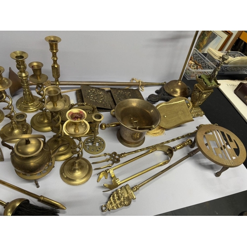 344 - Collection of Brassware including candle sticks etc