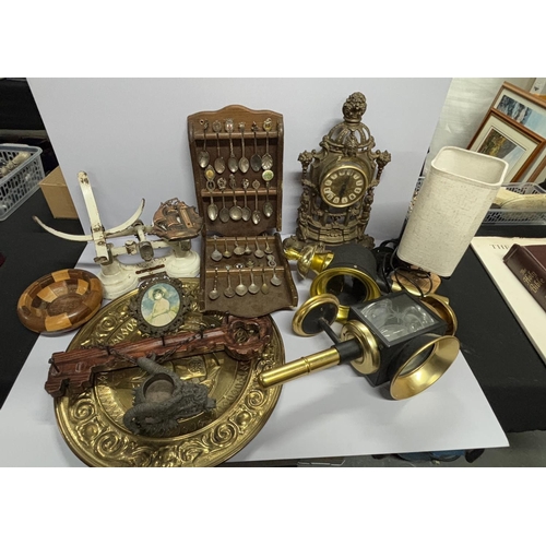 346 - Collection of Metalware including clock and lanterns