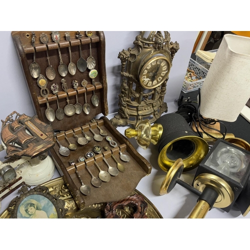 346 - Collection of Metalware including clock and lanterns