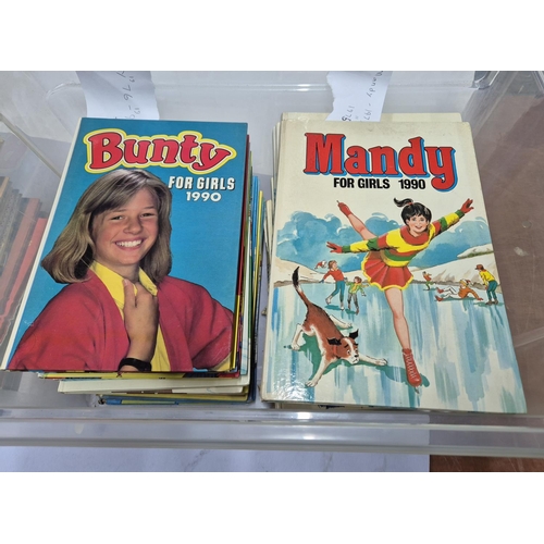 436 - Large quantity of girls annuals, Judy, Bunty and Mandy, all approx 1970s-1990s (Qty)