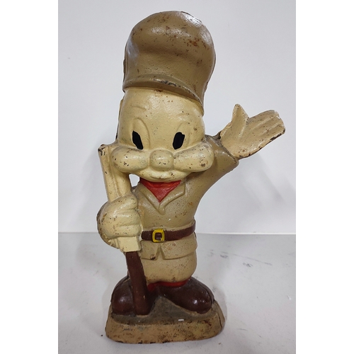 417 - A heavy cast iron money box in the form of Elmer Fudd