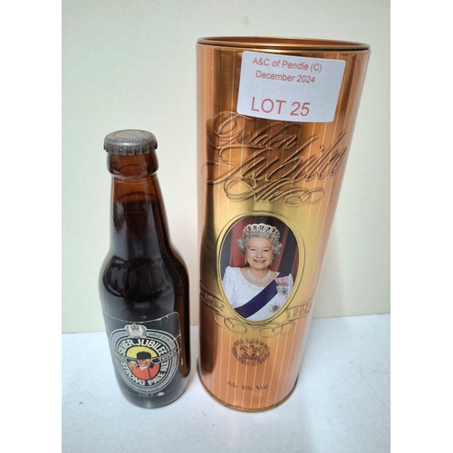 25 - Bottle of Tetley 1977 Queens silver jubilee strong Pale Ale together with a canned bottle of Cains 2... 