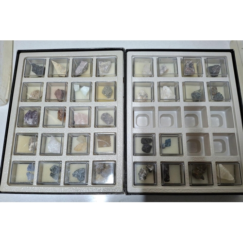 41 - Two cases mainly full, containing cased raw gemstones, most cases name the gemstone and the country ... 