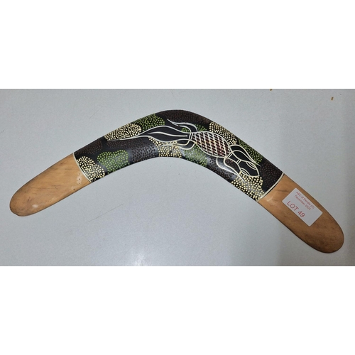 49 - Genuine hand painted Aboriginal boomerang