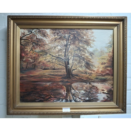 62 - Fine quality, unsigned 20thC oil on canvas, country scene in gilt frame