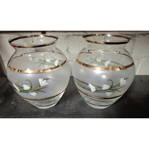 118 - Two delicate glass vases with floral applied decoration (2)