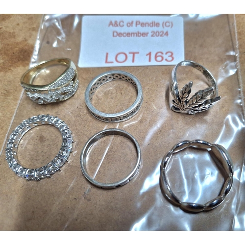 163 - Six various silver rings, approx 21.4 grams (6)