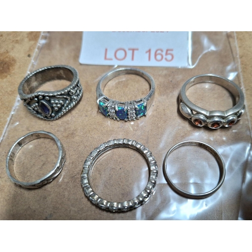 165 - Six various silver rings, approx 22 grams (6)