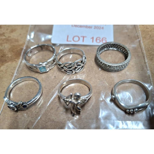 166 - Six various silver rings, approx 20 grams (6)