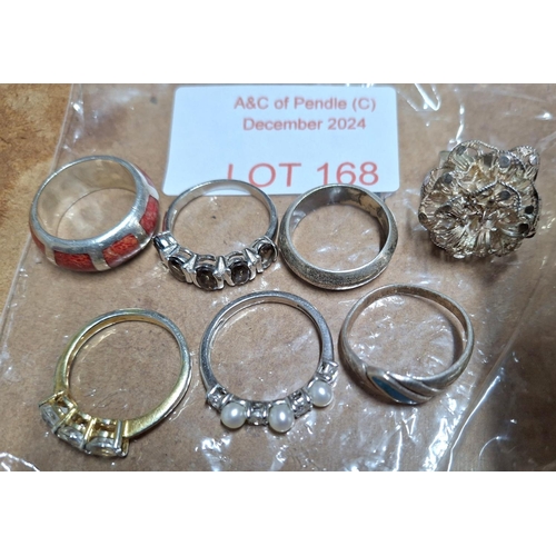 168 - Seven various silver rings, approx 21.4 grams (7)