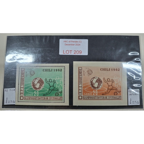 209 - Two dealer cards containing Shqiperise (Albania) 1962 mini-sheets of 