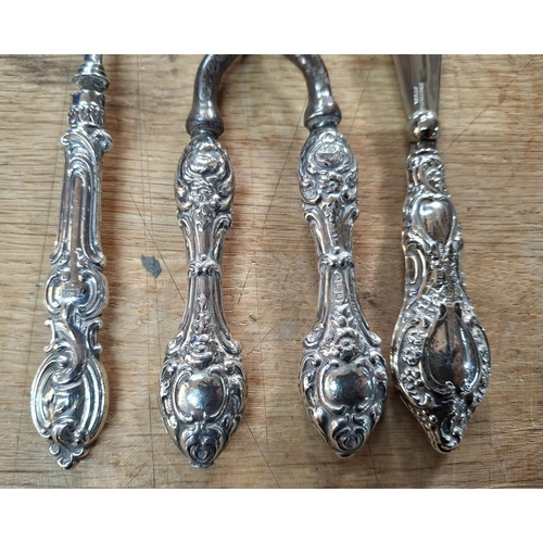 4 - Victorian 1887 Birmingham silver jam spoon (23.5 grams) together with 2 silver handled Birmingham gl... 