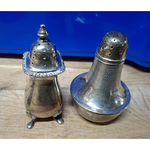 5 - Silver wet mustard pot and matching pepperette, Birmingham 1931 together with another hallmarked Edw... 