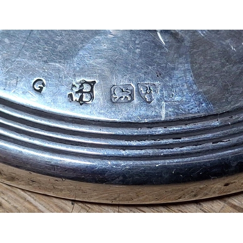 12 - Rare, Chester hallmarked silver inkwell with original glass liner and weighted base