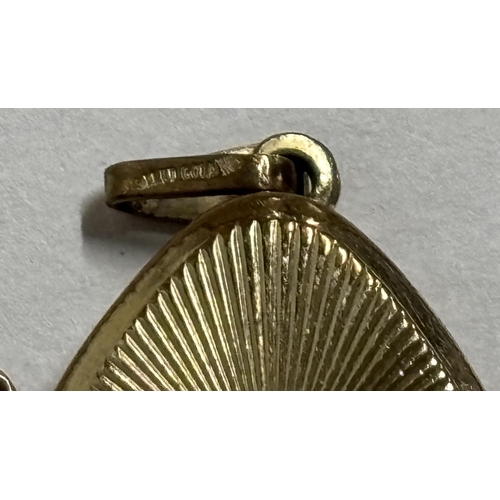 59 - Two Gold lockets, one is a 9ct circular surround example, the other has a 9ct stamp on the clasp (2)... 