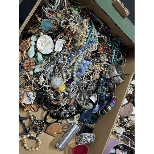 25 - 2 Boxes of costume jewellery including necklaces etc