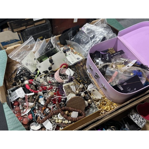 25 - 2 Boxes of costume jewellery including necklaces etc