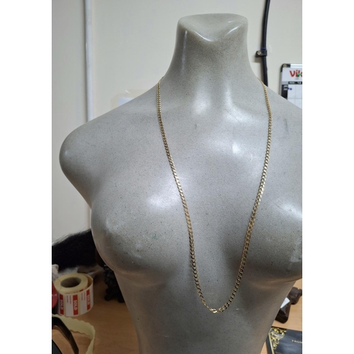 48 - Long unisex fully hallmarked 9ct yellow gold flat-linked necklace,

9.2 grams               Approx 7... 