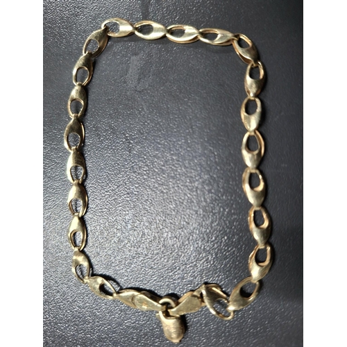 51 - Three 9ct yellow gold bracelets including one with a lock clasp (3),

6.4 grams