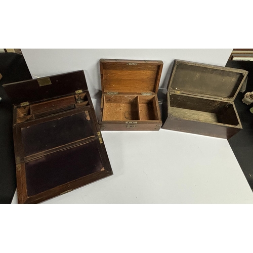 88 - Antique writing box together with 2 other old boxes (3)