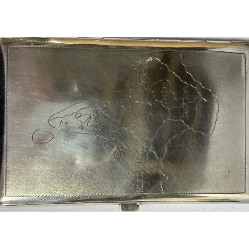 105 - Cigarette case presented to Lancs Corporal Bracewell in 1944 with lovely engravings depicting two Li... 