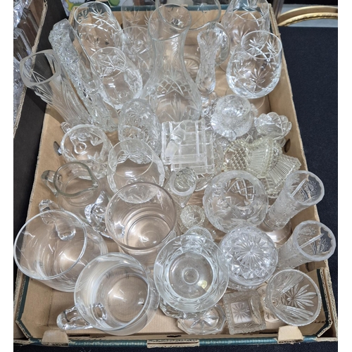 114 - Two boxes of fine quality cut-glass glasses and other cut-glass ornaments (Qty)