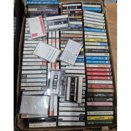 161 - Box of film DVDs and another box containing music tapes (Qty)