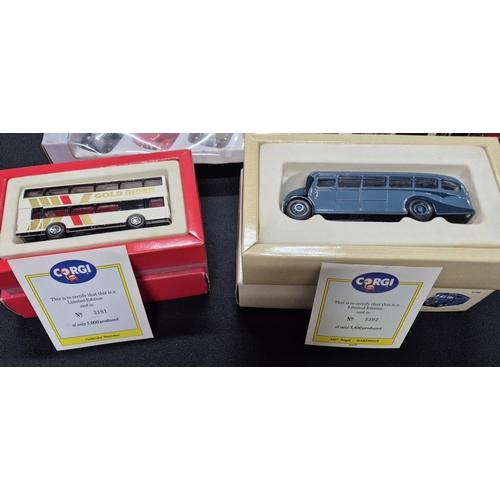 176 - Quantity of boxed die cast vehicles including 2 limited Corgi buses