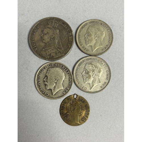 223 - 5 Coins including full crown and half crown