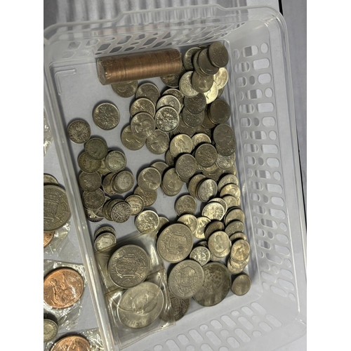 224 - Large collection of coins including six pences and a 1889 coin