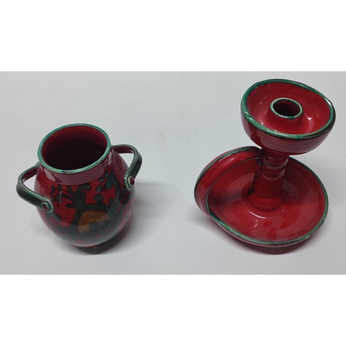 226 - Retro European pottery candle holder and vase (2)