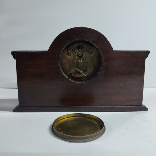 229 - Inlaid French 2 jewels mantle clock with winder key