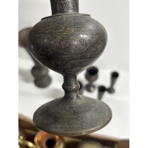 243 - Old Indian metalware with vases