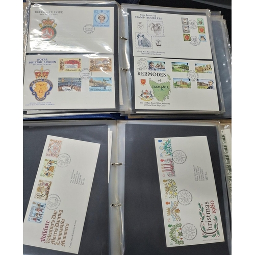 255 - Seven albums of Isle of Man first day covers, 1970s -early 2000s, not complete but large quantity