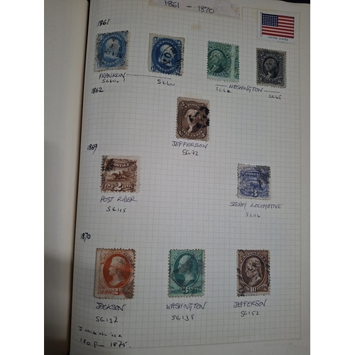 263 - Old green album containing USA 1861 to 1948 including 2 1861 Franklin 1cents (different shades) used... 