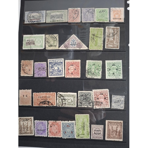 281 - Two double-sided hagner sheets containing 19th and early 20thC Indian states, mainly used, Hyderabad... 