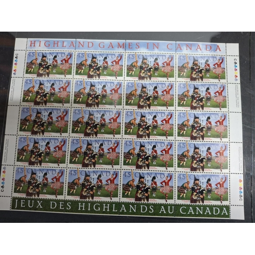 286 - Two complete Canada stamp sheets including 1997 Highland games in Canada etc (2)