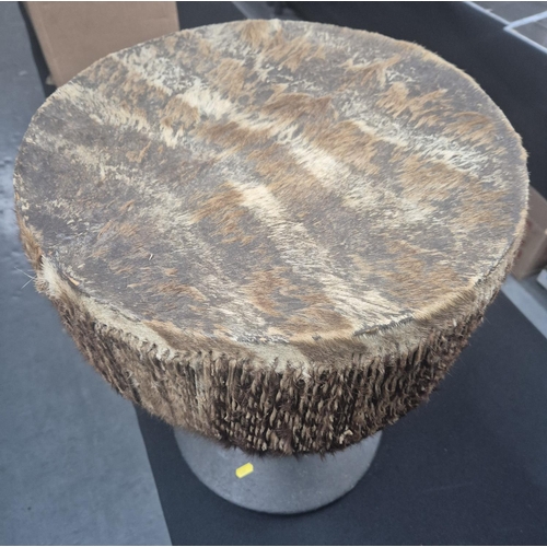 308 - Large floor drum with animal hide covering