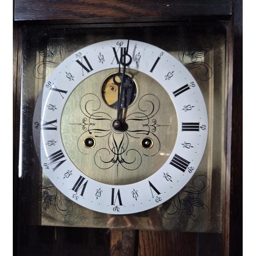 328 - Fine quality cased wall clock together with an impressive mercury barometer (2)