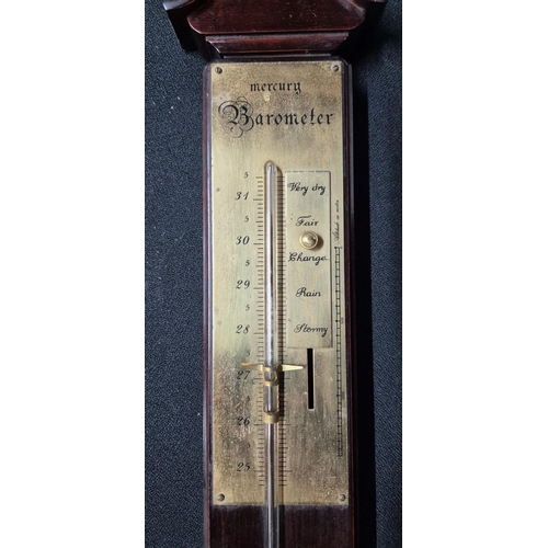 328 - Fine quality cased wall clock together with an impressive mercury barometer (2)