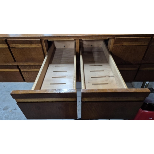 345 - wooden index card cabinet with 12 file drawers